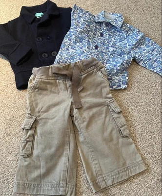 £14.99 • Buy MONSOON Baby Boy Trouser Shirt Blazer Jacket Set Beige Navy Blue 3-6,6-12 Months