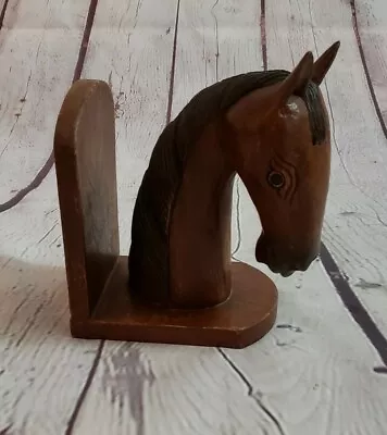 HD Designs Horse Bookend Wood Carved Western Rustic Art Deco SINGLE Vintage • $24.99