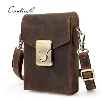 Men's Handmade Genuine Leather Shoulder Bag Crossbody Bag Phone Bag Pouch Gift • $32.99
