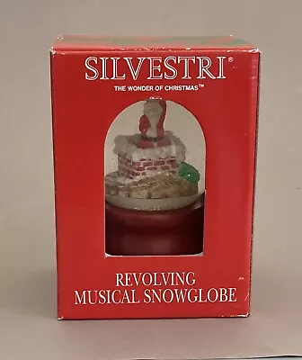 Vintage Silvestri Revolving Musical Santa Snow Globe Plays “Up On The Housetop” • $14