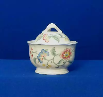 Villeroy & Boch Delia Sugar With Lid Multi-floral Blue Trim Germany Bfe2675 • $29.99