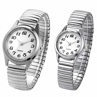 Couple Men's Women's Stainless Steel Elastic Band Quartz Wristwatch Dress Watch • $9.99