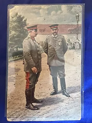 RARE ANTIQUE 1918 WWI World War I German Post Card Kaiser Wilhelm II Hindenburg • $29.99