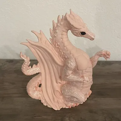 Light Pink Ceramic Dragon Statue Marbled Details Handmade Baby Pink 9” Tall • $49.99