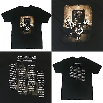 VTG Rare Y2K Coldplay Vica LA Vida 09 Tour Shirt Music Rock Band Concert Tee  • $85.64