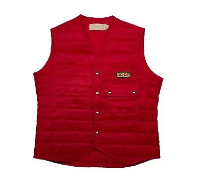 Vintage CO-OP Vest Size 42 Large Quilted Masterliner Red Uniform TV Movie Prop • $29.99