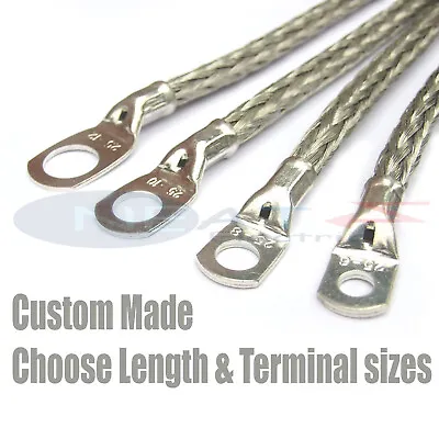 Car Engine Gearbox Battery Earth Lead Strap 9 To 30 Inch Choose Terminal Sizes • £4.95