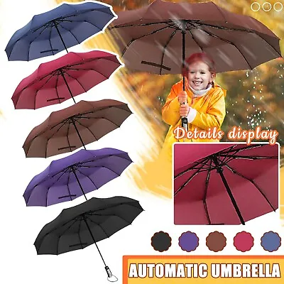 $35.59 • Buy Automatic Umbrella Auto Open Close Compact Folding Anti Rain Windproof 10Ribs