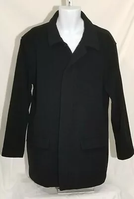Men's Large Eddie Bauer Black Wool Lined Dress Coat • $47.99