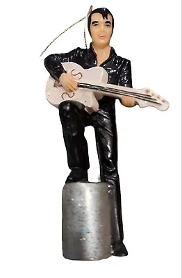 Elvis Presley 2002 Christmas Tree Ornament Black Suit White Guitar 4 3/4  Tall  • $15.99