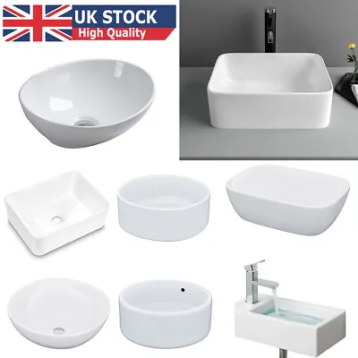 Ceramic Bathroom Vanity Bathroom Basin Sink Hand Wash Counter Top Wall Mount NEW • £27.90