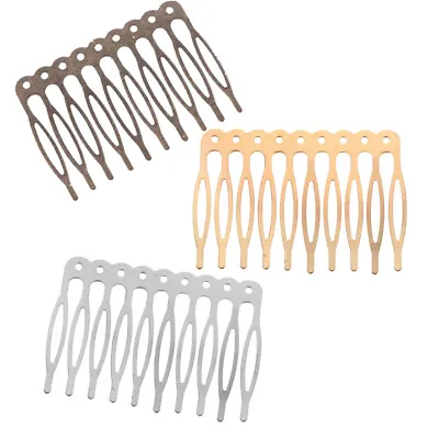 10pcs Retro Blank Metal Hair Combs For Bridal Hair Accessories DIY 10 Teeth 55mm • £5.56