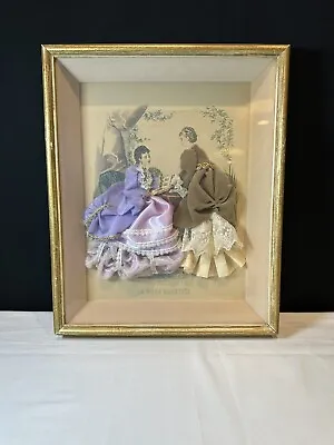 Antique La Mode Illustree Print 3d Shadow Box Embellished Fabric Rare • $189