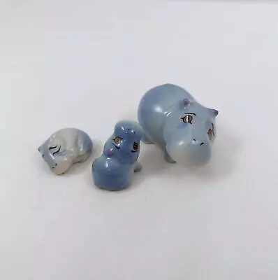 Vintage Wade Whimsly Hippos- Happy Families Mum And 2 Babies • £16.99