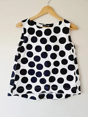 MARIMEKKO For UNIQLO Spotty Black & White Cotton Sleeveless Smock Top SIZE XS 8 • $24.29