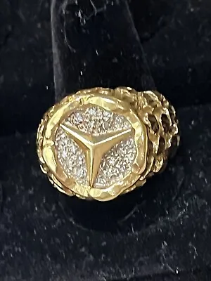 14K Gold & Diamond ￼Men’s Mercedes Artisan Nugget Ring Size 11 Gold Weight 11.6 • $750