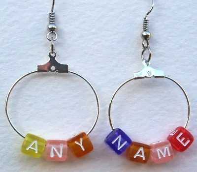 Personalised Earrings With Name / Message On Drop Dangle Hook Novelty Jewellery  • £2.99