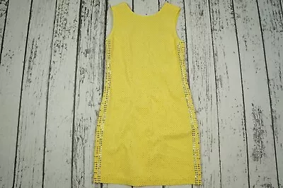 Versace H&M Sexy Metallic Studded Yellow Silk Sleeveless Zipper Dress 34 4 US4 • $120