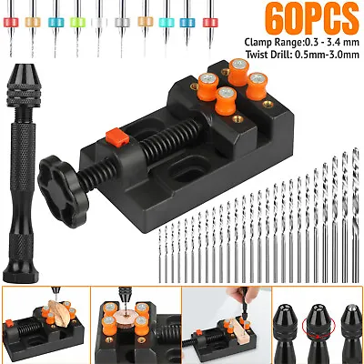 60x Pin Bench Vise Mini Micro Hand Twist Drill Bits Set Rotary Tools Craft Kit • $9.98