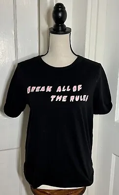 Divided H&M Break All Of The Rules Black Pink Shirt Size Medium Y2k 2000’s 2010 • $4.80