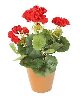 £8.49 • Buy Closer2Nature - Artificial 24cm Red Zonal Geranium Plug Plant