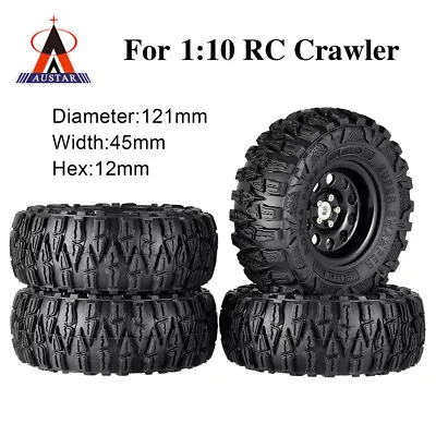 4x 2.2 Inch Rubber Tyres & Metal Beadlock Wheel Rim For 1:10 SCX10 TRX4 RC Car • £39.24