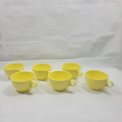 Vintage Windsor Melmac Coffee Cups Yellow Plastic USA Pretend Play Set Of 6 • $16.99