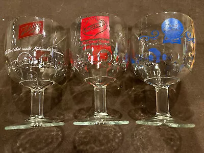 Set Of 3 VINTAGE DIMPLED GLASS GOBLETS Schlitz Falstaff Pabst Blue Ribbon Great! • $19.99