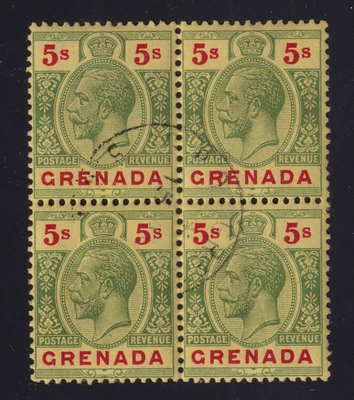 $74.99 • Buy Grenada Sc #111 (1923) 5sh Green & Red King George V Block Used CDS 