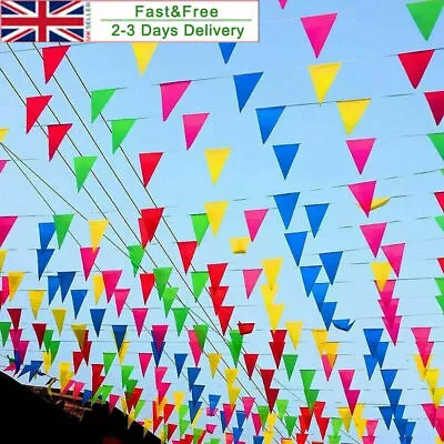 £8.92 • Buy 100M Triangle Flags Bunting Banner Pennant Festival Wedding Party Garden Decor