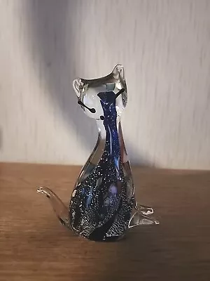 Murano Style Art Glass Cat Figurine 5.5   Just Beautiful • $25