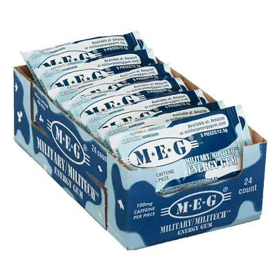 MEG - Military Energy Gum | 100mg Caffeine Pc | Arctic Mint 24 Pack (120 Count) • $28