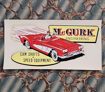 Original Vtg McGURK Water DECAL Corvette Hop Up 235 261 Straight SIX Hot Rod Old • $29.99