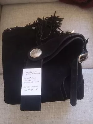 Western Fringed Black Suede Leather Show Chaps Size Medium • $85
