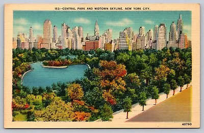 Central Park And Midtown Manhattan Skyline New York City NY Vintage Postcard • $4.95