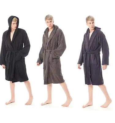 Bath Robe Men's Hooded Towelling Dressing Gown 100% Cotton Terry Gowns Robes • £15.95