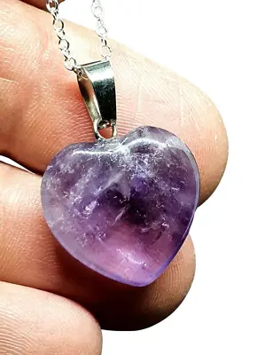£3.75 • Buy Amethyst Heart Necklace Pendant Crystal Gemstone Spiritual 18  Chain Boxed Uk