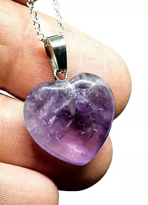 £3.95 • Buy Amethyst Heart Necklace Pendant Crystal Gemstone Spiritual 18  Chain Boxed Uk