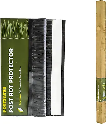 £24.55 • Buy Gate Post Postsaver Rot Protection Sleeve Wrap & Tape 5x5  To 6x6  Posts Pack Of