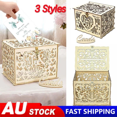 Wishing Well Card Box Decorative Wood Carved Wedding Engagement Party Rustic  • $24.99