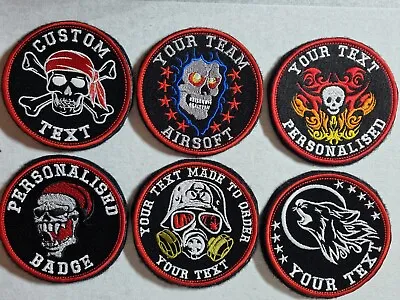 PERSONALISED Embroidered Badge Biker AIRSOFT Custom Patch Sew On  Hook And Loop • £7