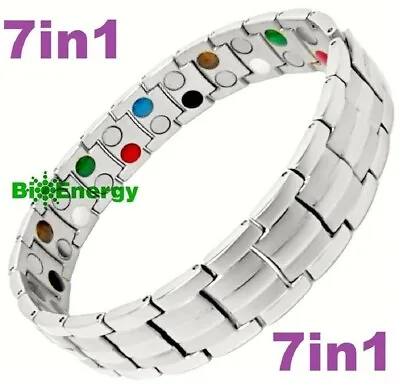 TITANIUM Magnetic Energy Armband Power Bracelet Health Bio 7in1 Bio  25558 • £19.95