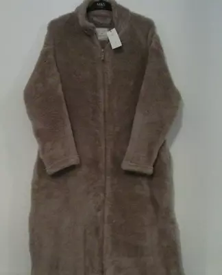 M&S Longline Dressing Gown With Zip Size Large  Side Pockets Super Soft BNWT • £27.50