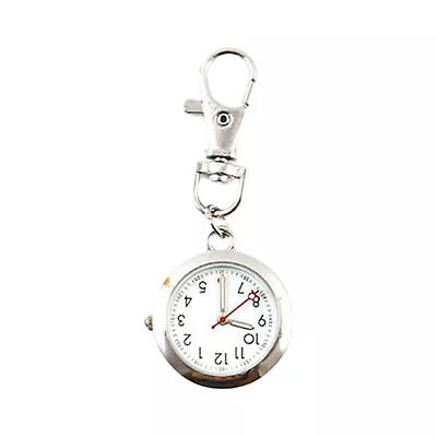 Mens Pocket Watch Quartz White Dial Stainless Steel Case Arabic Numerals Luxury • $8.88