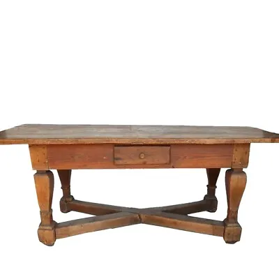 Large Antique Danish Baroque Scrubbed Oak Plank-Top Work Table 17th/18th Century • $5250