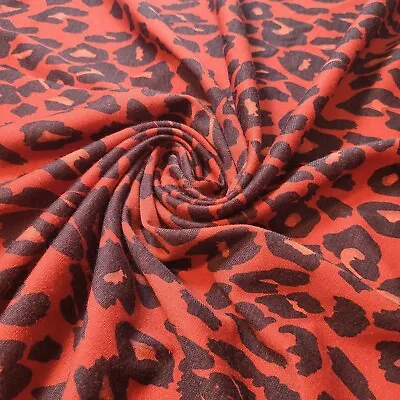 £10.99 • Buy Viscose Ponte Roma Burnt Orange Leopard Print Stretch Dress Fabric Material 58 