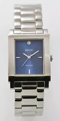 Relic Folio Watch Mens Blue Stainless Silver Water Resistant 30m Battery Quartz • $34.95