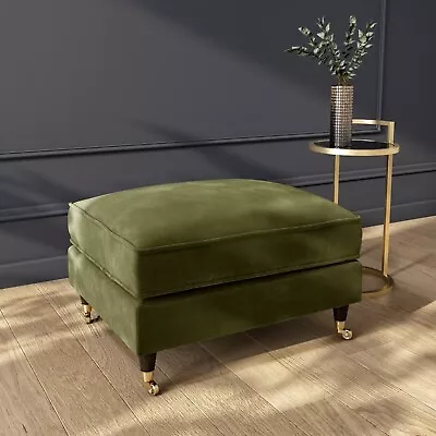 Velvet Footstool Upholstered In Green • £299.95