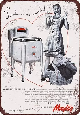 1946 Maytag Washing Machine AD Vintage LOOK Reproduction METAL SIGN 8 X 12 • $21.95