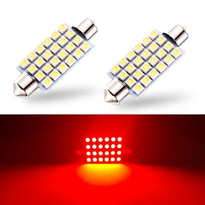 2 X Red LED Interior Map Dome Trunk Lights 42mm 578 211-2 212-2 Festoon Bulbs  • $8.98